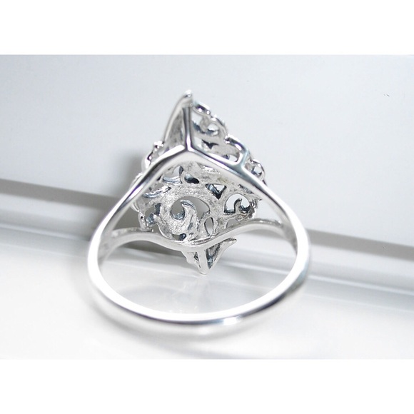 925 STERLING SILVER Swirl Marcasite Ring - Picture 9 of 15